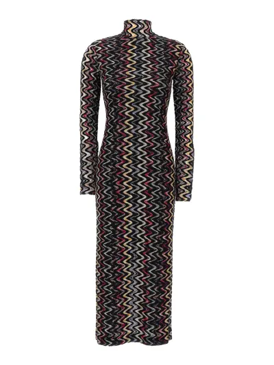 Missoni Wool-blend Turtleneck Maxi Dress In Multicolor