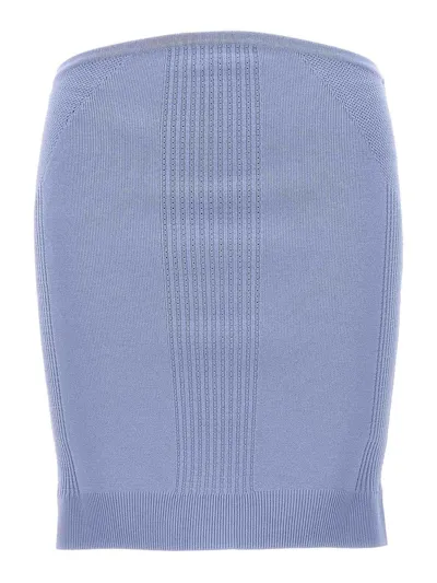 Herve Leger Pointelle Knit Mini Skirt In Light Blue