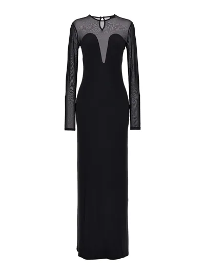 Atlein Long Stretch Dress In Black