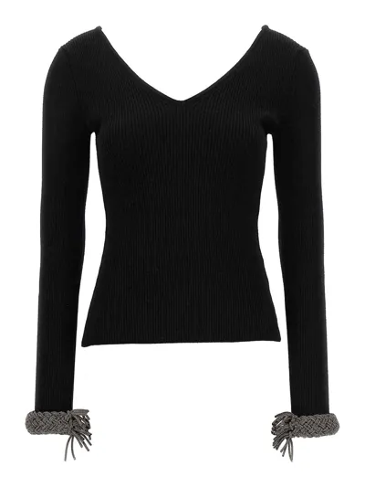 Giuseppe Di Morabito Jewel Cuffs Sweater In Black