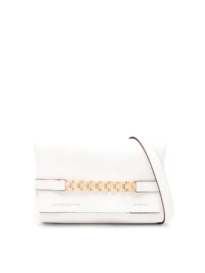 Victoria Beckham Mini Chain Leather Pouch Bag In White