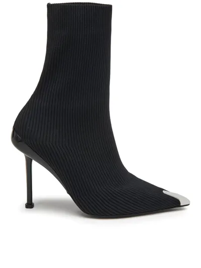 Alexander Mcqueen Slash Knit Mm Ankle Boots In Black