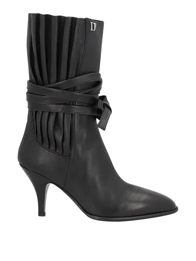 Dsquared2 Leather Ankle Boots In Black