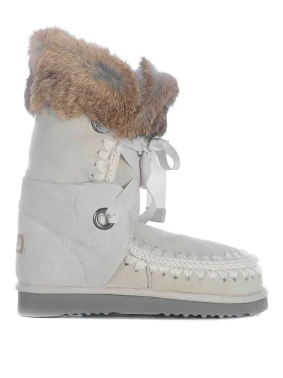 Mou Boots  Eskimolace Made In Suede In Ghiaccio