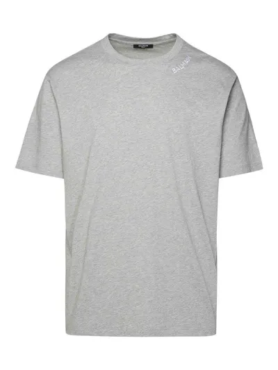 Balmain Neck Logo T-shirt In Grey