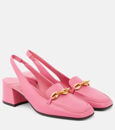 Jimmy Choo Diamond Tilda 45 Leather Loafer Pumps In Pink