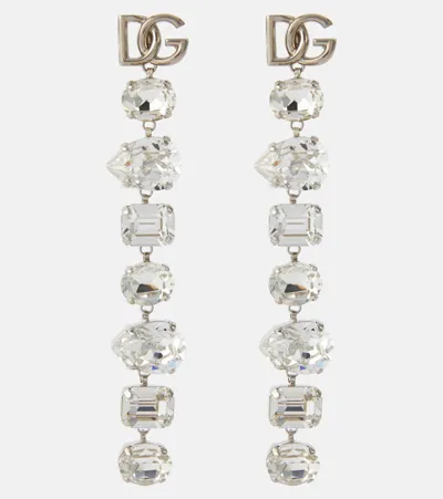 Dolce & Gabbana Dg Crystal-embellished Earrings In Silver