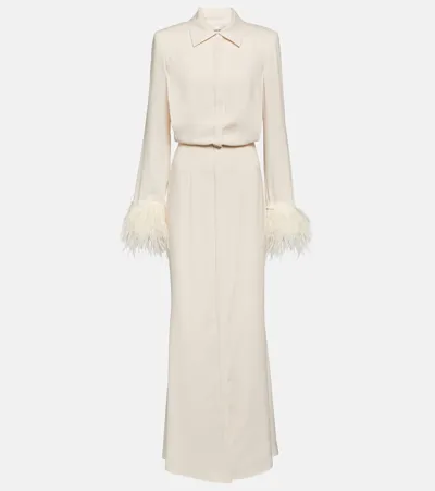 Roland Mouret Long Sleeves Satin Crepe Shirt Maxi Dress In White