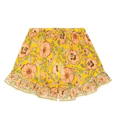 Zimmermann Teen Girls Yellow Floral Cotton Shorts