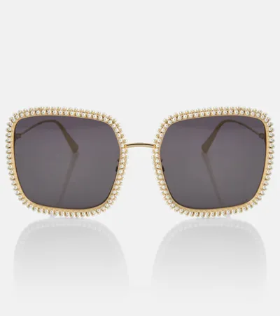 Dior Miss S2u Embellished Square Sunglasses In Gold