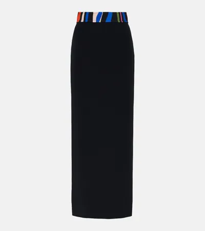 Pucci Marmo Crêpe Maxi Skirt In Nero