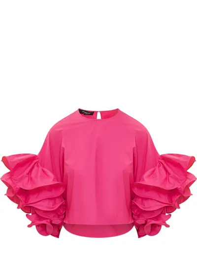 Rochas Pink Sleeve Top In Purple