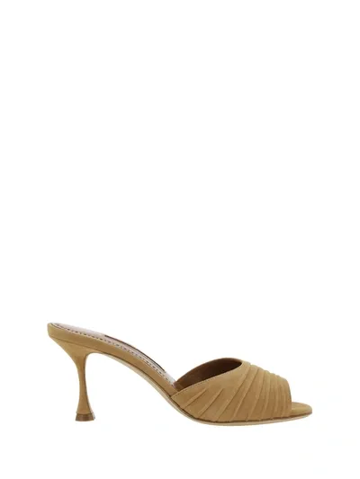 Manolo Blahnik Pirua 070 Suede Slide Shoes In Mbrw