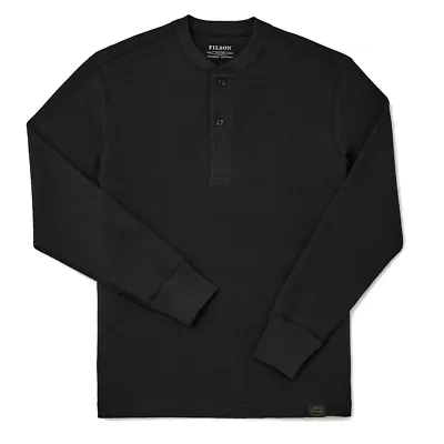 Pre-owned Filson Waffle Knit Henley L/s Top Faded Black