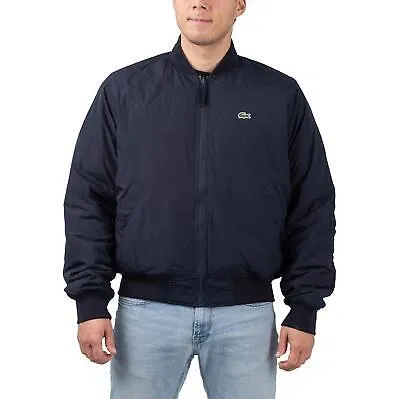 Pre-owned Lacoste Reversible Bomber Herren Freizeitjacke Blau Grün Bh0550-mi7 In Navy / Dark Green