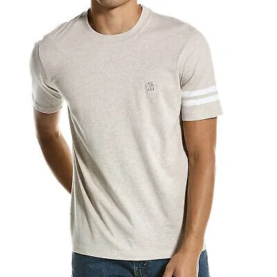 Pre-owned Brunello Cucinelli Herren 100% Baumwolle Slim Fit Kurz Arm Freizeit Logo T-shirt In Beige