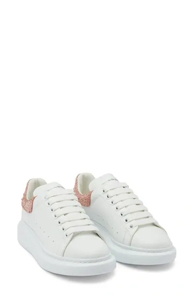 Alexander Mcqueen Crystal-embellished Leather Exaggerated-sole Sneakers In Clay