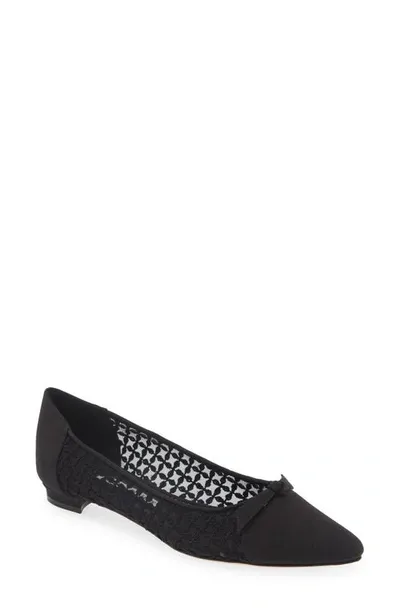 Manolo Blahnik Tiakala Black Mesh Ballet Flats