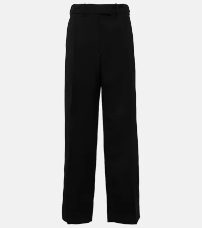 The Row Roan High-rise Wool Wide-leg Pants In Black