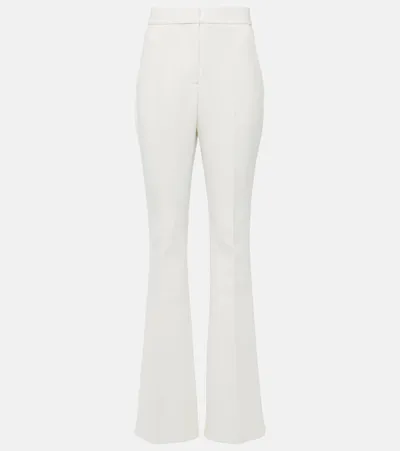 Rebecca Vallance Bridal Evelyn Mid-rise Crêpe Bootcut Pants In White