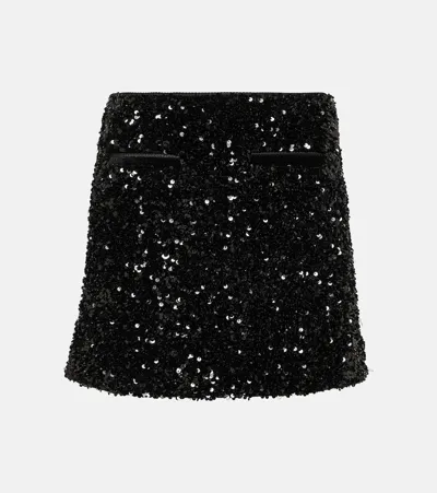 Self-portrait Sequined Miniskirt In Black