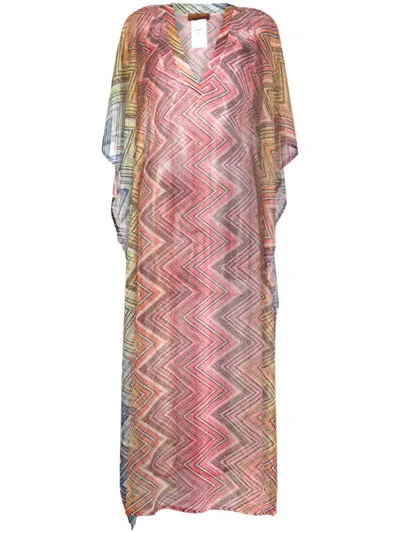 Missoni Zigzag Semi-sheer Kaftan Dress In Multicolor