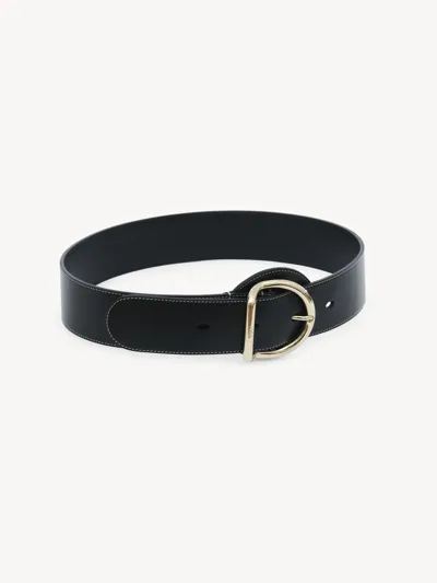 Chloé Large Tim Belt Black Size S 100% Calf-skin Leather