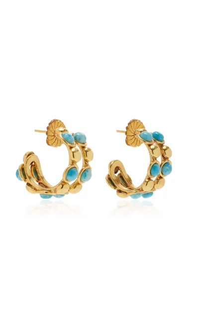 Sylvia Toledano Mini Créole 22k Gold-plated Larimar Hoop Earrings In Blue