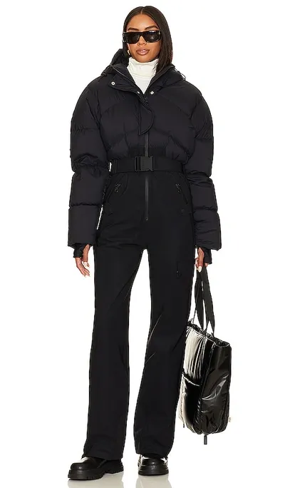 Cordova Sommet Hooded Belted Padded Ski Suit In Black