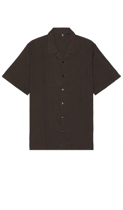 Thrills Hemp Minimal  Bowling Shirt In Postal Brown