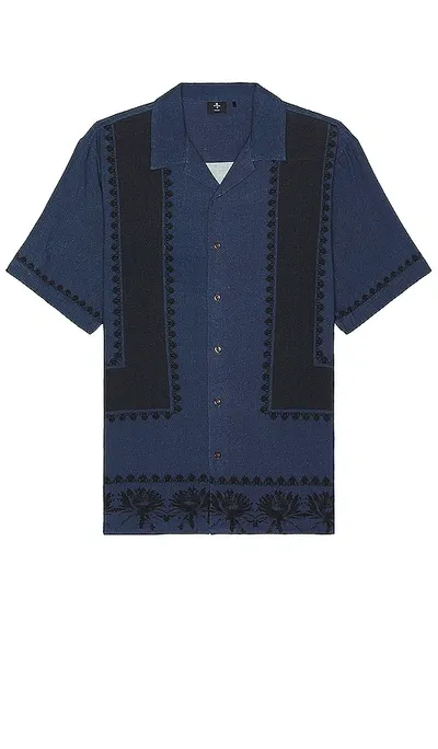 Thrills Evolve Bowling Shirt In Blue Indigo