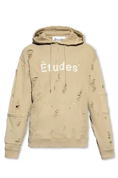 Etudes Studio Ensemble Distressed-effect Hoodie In Beige