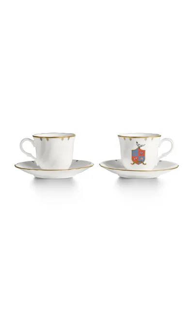 Tiffany & Co Crest Set-of-two Bone China Espresso Cup In White