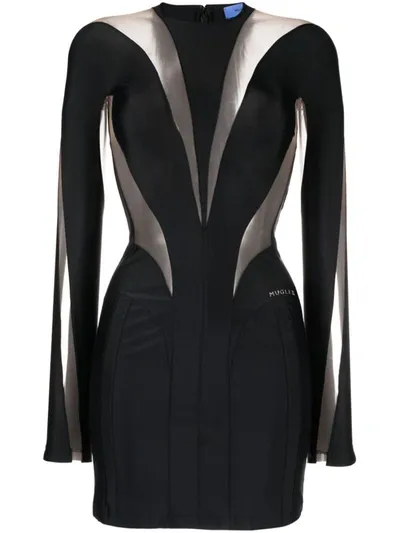 Mugler Black Panelled Mini Dress