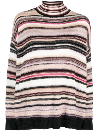 Missoni Striped Crochet-knit Turtleneck Sweater In Multicolor