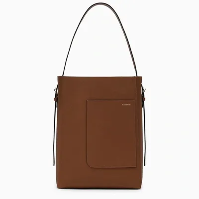 Valextra Medium Bucket Leather Tote Bag In Cioccolato