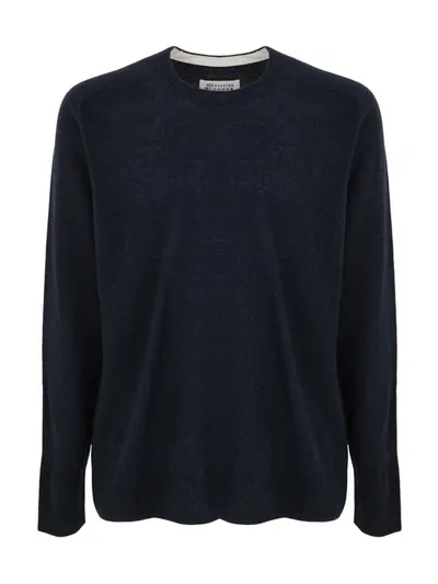 Maison Margiela Round Neck Pullover In Blue