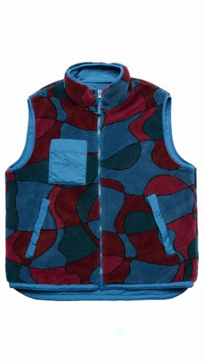 Parra Trees In Wind Reversible Vest In Blue