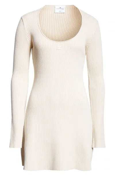 Courrèges Holistic Rib Knit Dress In Neutrals