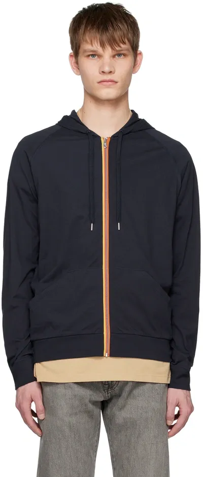 Paul Smith Men Zip Hoodie Tape In Blues