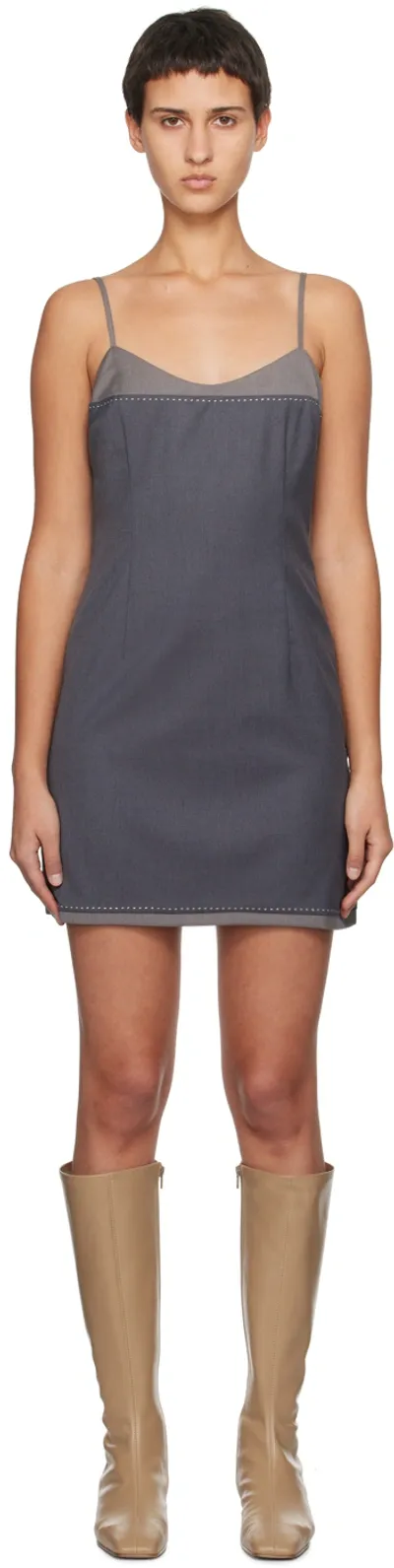 Remain Birger Christensen Gray Two Color Minidress In 18-0201 Castlerock