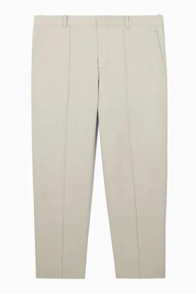 Cos Cropped Straight-leg Twill Trousers In Brown