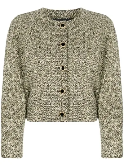 Alessandra Rich Sequin-embellished Cotton-blend Tweed Jacket In Yellow Black