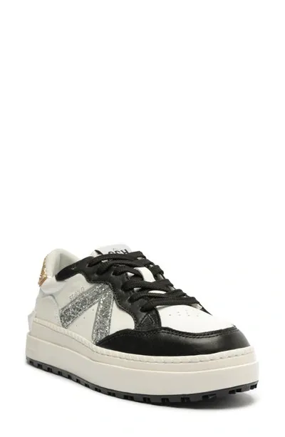 Schutz Women's St Bold Almond Toe Glitter Detail Platform Sneakers In White Black