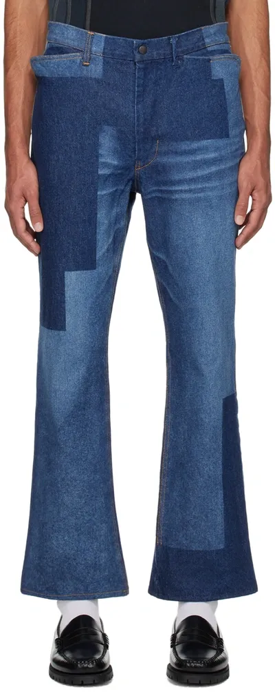 Needles Patchwork Wide-leg Jeans In Indigo