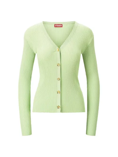 Staud Cargo Bicolor Button-down Sweater In Matcha