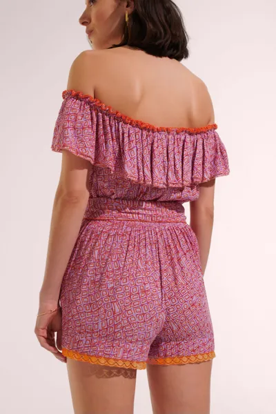 Poupette St Barth Short Jumpsuit Bella In Lilac Abori