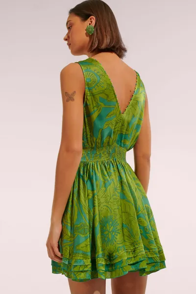 Poupette St Barth Mini Dress Bessie In Green Gauguin