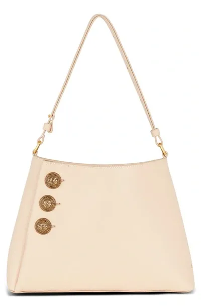 Balmain Embleme Leather Shoulder Bag In Pink