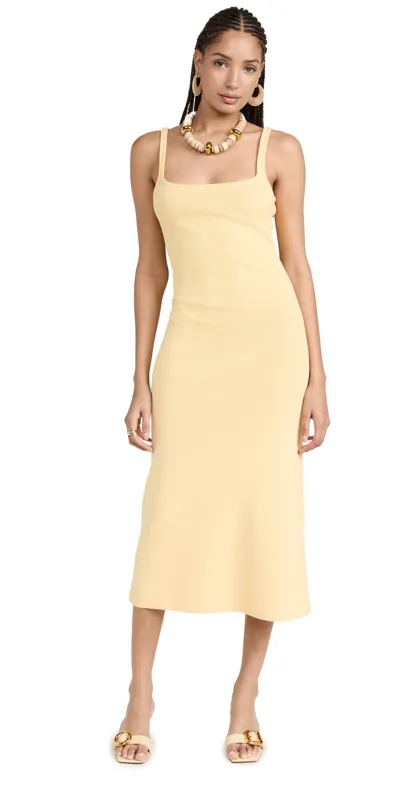 Staud Yellow Paityn Midi Dress In Lemon Drop